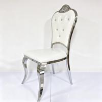Chaise de salle à manger royale européenne en acier inoxydable, chaise d'appoint en cristal blanc pour mariage, événement, fête