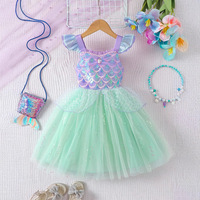 Robe de princesse sirène pour filles, robe tutu à paillettes, costume de fête d'anniversaire, cosplay, robe de demoiselle d'honneur, vêtements pour enfants, vente en gros