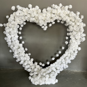 Y-HFA140 Arco de flores en forma de corazón rosa para bodas, decoración de arco de flores artificiales de seda de 8 pies x 8 pies. - Product Image 2