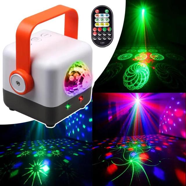 RGBW Mini Laser Disco Ball Light DJ Stage Lighting Effect for Parties Weddings Nightclubs Remote LED Strobe Lighting Shows
