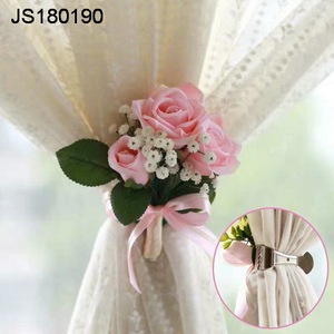 Clip per tende <span class=keywords><strong>con</strong></span> fiori artificiali per la decorazione della casa <span class=keywords><strong>con</strong></span> rosa rosa - Product Image 1