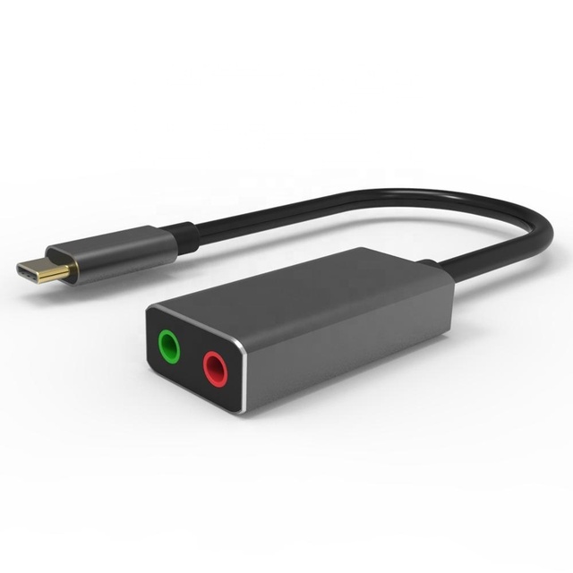 2 in 1 USB Type C to 3.5mm Audio and MIC Jack Adapter for PC, Tablet, Smartphone, Headphone and Microphone Splitter