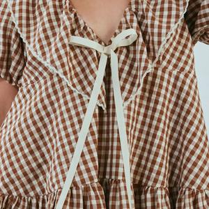 Vestido de Mujer en Oferta, con Encaje, Estampado de Gingham, Mini Vestido de Verano, Estilo Casual Bohemio, OOTD - Product Image 4