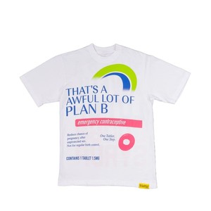 Camiseta Gráfica Oversize para Hombre con Parodia de Plan <span class=keywords><strong>B</strong></span>, Estampado de Etiqueta Farmacéutica Blanca, Estilo Pop Art, Streetwear, Hip Hop, Algodón - Product Image 1