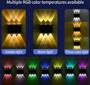 Solar Powered LED Wall <b>Sconce</b>, Up - Down Glow Outdoor Courtyard Decorative Lamp, Waterproof Atmosphere <b>Light</b> - Product Image 3