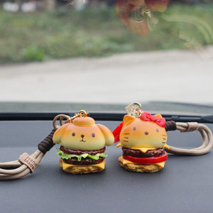 3D hamburger pendant, small bread cartoon bag, backpack keychain, car decoration, holiday gift, birthday present - Product Image 2