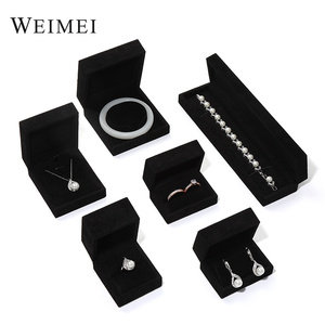 Luxury Engagement Wedding Ring Necklace Bracelet <b>Gift</b> Jewelry Packaging logo Black Velvet Jewelry <b>Boxes</b> - Product Image 3