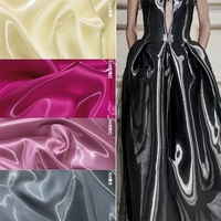 Tissu Mikado satiné liquide noir métallisé brillant 100% polyester 150 g/m²