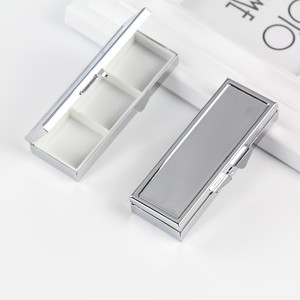 Metal Pocket Square 3 Case Pill Box 3 Compartments Medicines Pill Holder Container