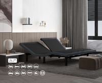 Cadre de lit double Dreamotion personnalisé avec contrôle séparé du haut et du bas, base de lit réglable avec massage