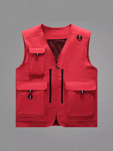 เสื้อกั๊กผู้ชายใหม่เสื้อทำงานลำลองแบบมีกระเป๋าหลายช่องพิมพ์โลโก้เสื้อกั๊กทำงานออกแบบได้ตามต้องการ - Product Image 3