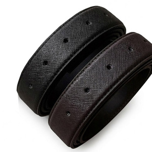 Sangle de ceinture de remplacement en cuir de vachette véritable Saffiano, fabriquée en Corée, 30 mm, 5 trous, 120 cm, sans boucle, pour hommes et femmes - Product Image 4