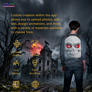 Sac à dos crâne LED réaliste avec yeux LED personnalisables Conte de fées Commutation quotidienne Personnalité cool Fermeture à glissière - Product Image 6