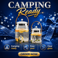Carafe à eau portable en plastique PET avec robinet, anti-fuite, transparente, distributeur de boissons, compatible eau bouillante, style occidental, pour camping et pique-nique