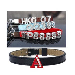 Abalorios de letras en inglés con deslizador hueco de diamantes de imitación metálicos brillantes a través de pulsera de 8mm - Product Image 3