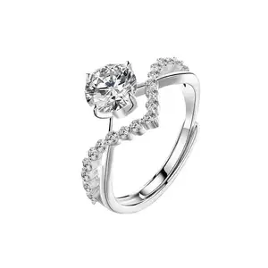 राजकुमारी राउंड कट लैब क्रेट डायमंड प्लैटिनम कस्टम रंग हीरे की अंगूठी शादी