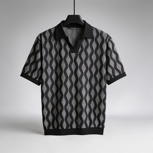 Polo pour homme noir coupe décontractée en tissu éponge 75% coton 25% polyester Vente en gros - Product Image 1