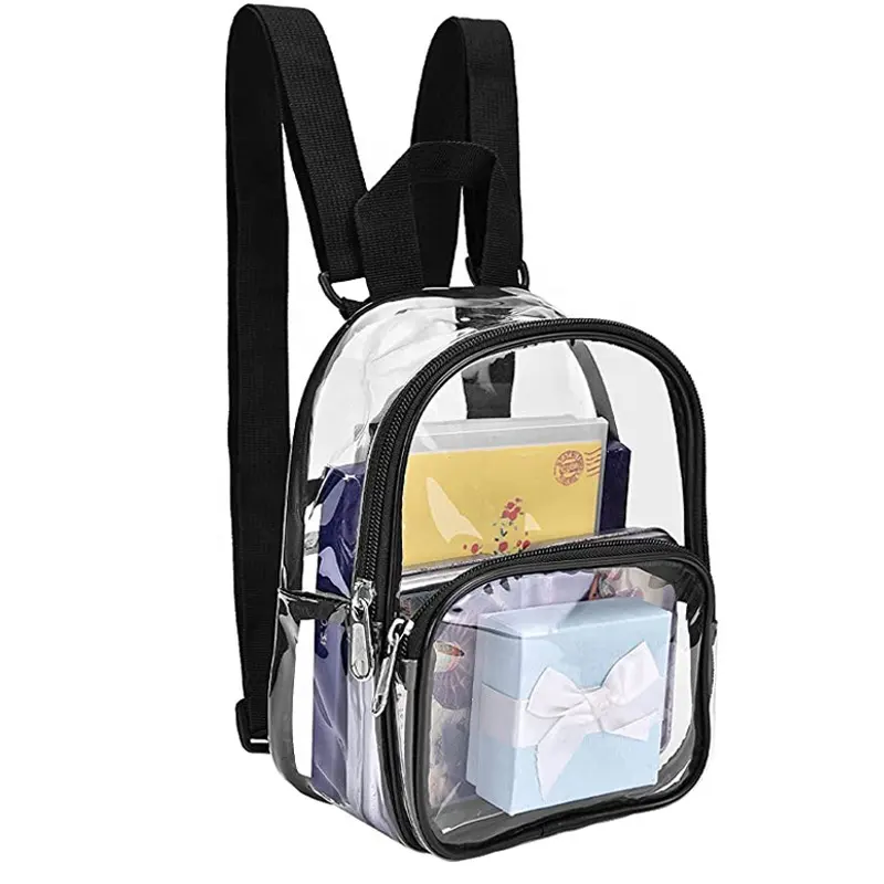HG wholesale large capacity heavy duty transparent pvc plastic clear backpack student school bag for kids