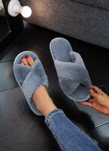 2026 Wholesale Warm Furry Open Toe Plush <b>Slippers</b> for Women Indoor Home Use with Anti-Slip Sole - Product Image 6