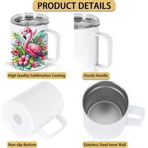 Mug à café vierge pour sublimation de 12 oz avec poignée, en acier inoxydable, gobelet à café pour sublimation - Product Image 4