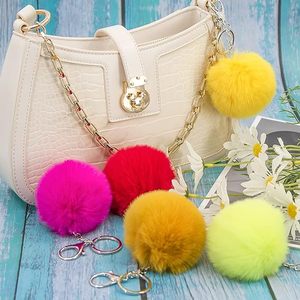 Car Keyring Cute Women Gift Key Holder <b>Ornaments</b> Bag Pendant Handbag Charms Accessories Multicolor Fluffy Pompom - Product Image 6