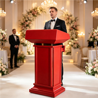 Podio de Metal Personalizado por el Fabricante, Podio Decorativo Retro Rojo, Atril para Presentaciones en Hoteles y Banquetes, Podios Modernos para Iglesias