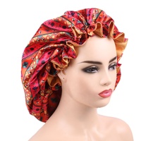 Marque privée Grande taille Doublure en satin Double couche Jumbo Ankara Bonnet Motif africain Cheveux longs Impression Bonnet en satin de créateur