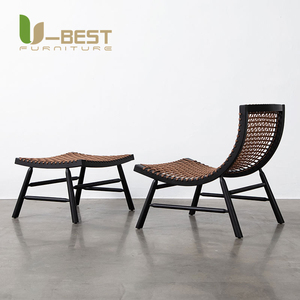 U-Beste Nordic Minimalistisch Retro Design Zwart Houten Stoel Maan Wijnstok Geweven Sita Qin Vrijetijdsbank Voor Woonkamer Enkele Stoel - Product Image 4