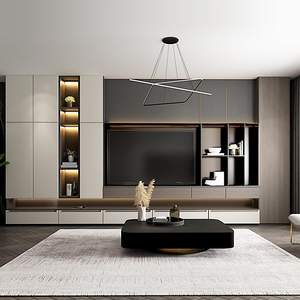 خزانة حامل تلفزيون من أوبوليا 2023، تصميم خشبي للفلل، أثاث غرفة معيشة فاخر جديد ومخصص بتصميم عصري حديث - Product Image 1