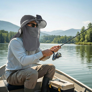 Sombrero de Pesca para Exteriores con Protección Solar y Ventilador Recargable con Batería Solar, con Cubierta Extraíble para Cara y Cuello, Directo de Fábrica - Product Image 5
