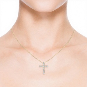Collier pendentif croix en diamant de laboratoire de 0,39 ct, argent sterling 925 et or massif 14 carats, fournisseur en gros OEM ODM - Product Image 5