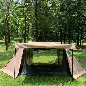 제조 텐트 캠핑 야외 3-4 인용 카키 삼각형 스탠드 야외 캠프 텐트 두 레이어