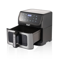 Friteuse à air RAF 10L 1800W avec écran tactile et fenêtre visible, air chaud à 360° pour poulet, pizza, frites, cuisine domestique