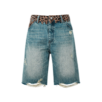 Shorts cargo amples pour hommes à imprimé léopard, effet fourrure, avec empiècements et bords bruts, pour hommes et femmes