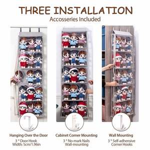Folding Hanging Over the Door Stuffed Animal Organizer With 5 Clear Dust-proof Pocket Organizer for <b>Display</b> Kid's Toys - Product Image 6
