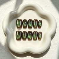 Support pour la vente en gros de faux ongles à marque privée, ongles à presser effet œil de chat, ongles à presser carrés professionnels 3D faits à la main