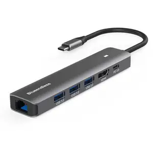Sıcak satış USB C HUB genişletici çoklu 6 in 1 Ethernet LAN kartı hızlı Chare 3.0 HUB 6 Port Splitter tipi c dok istasyonu