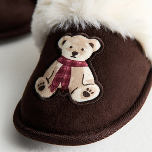 Confortable femmes intérieur maison chaussures ours en peluche Applique conception assez chaud moelleux pantoufles Mule pantoufles - Product Image 4