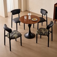 Ensemble de table à manger ronde en bois massif de style rétro français pour les espaces adaptés aux maisons, cafés, salons de thé, hôtels, réunions