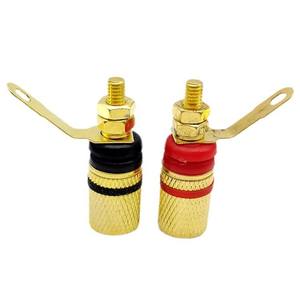 Connecteur banane en cuivre 307 plaqué or pour haut-parleur avec connexions rouge et noir – Sortie d'usine - Product Image 2