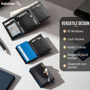 ארנק כרטיסים עסקי מסיבי פחמן לגברים, יוקרתי, מעוצב, מגנטי, מאלומיניום, עם פתיחה מהירה לכרטיסי אשראי - Product Image 4