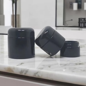 Pot cosmétique en verre violet noir de luxe avec impression de logo personnalisé, 30g, 50g, 100g, 250g, 500g, pour crème visage, emballage de crème UV, avec couvercles - Product Image 1