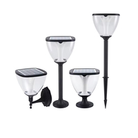 Lampe de jardin LED super lumineuse IP65 étanche, décoration moderne, corps en aluminium avec lumière de pilier de portail solaire en PC noir