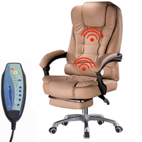 Chaise de bureau de direction pivotante en cuir de luxe Chaise de bureau de massage ergonomique avec repose-pieds