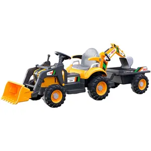<strong>Kids</strong> Toy Battery Operated <strong>Ride</strong> <strong>on</strong> Car Electric Tractor with Trailer and <strong>Digger</strong> and Front Loader - Product Image 1
