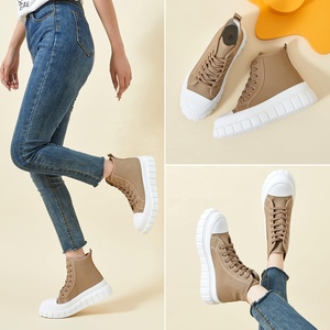 Baskets montantes à plateforme pour femmes - Chaussures <span class=keywords><strong>en</strong></span> <span class=keywords><strong>toile</strong></span> classiques à lacets pour le <span class=keywords><strong>tennis</strong></span> et la marche décontractés, confortables et élégantes (ODM/OEM) - Product Image 5