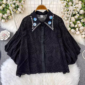 <span class=keywords><strong>Camicia</strong></span> <span class=keywords><strong>a</strong></span> <span class=keywords><strong>maniche</strong></span> <span class=keywords><strong>a</strong></span> lanterna francese da donna estiva ricamata in pizzo con taglio unico elegante <span class=keywords><strong>camicia</strong></span> slip con colletto <span class=keywords><strong>a</strong></span> sbuffo con looktop dimagranti - Product Image 5