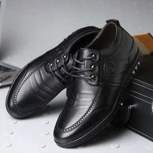 Men's <b>Height</b> <b>Increasing</b> <b>Shoes</b> 6cm Hidden Rise Top Grain Cowhide Leather Business Casual Lace Up Solid Color Black - Product Image 4