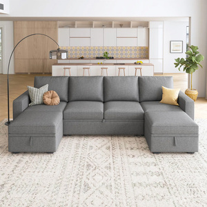 European Popular Dark Gray Convertible Living Room <strong>Sofa</strong> Folding <strong>Sofa</strong> <strong>Bed</strong> Soft Velvet Up-holstered <strong>Sleeper</strong> Couch <strong>with</strong> Storage - Product Image 2
