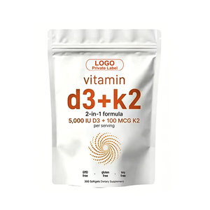 Capsules de vitamine D3 K2 2 en 1 personnalisées, 5000 UI de vitamine D3, 100 µg de K2 MK7, complément alimentaire pour soutenir les articulations, les dents et les os - Product Image 1
